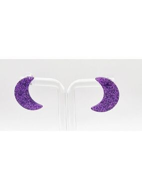 Halloween Crescent Moon Purple Acrylic Earrings